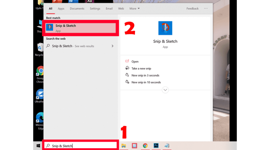 bước 1 cách chụp màn hình snip and sketch