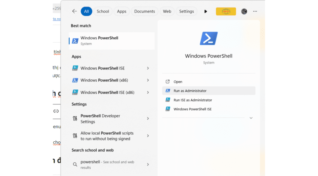 bước 1 kiểm tra cấu hình máy tính powershell