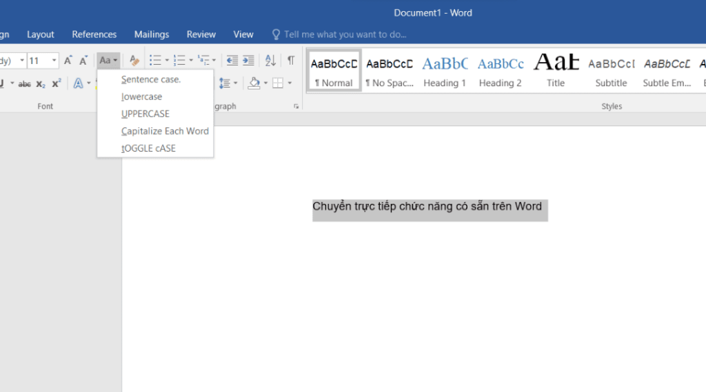 bước 2 chữ thường thành chữ hoa trong word
