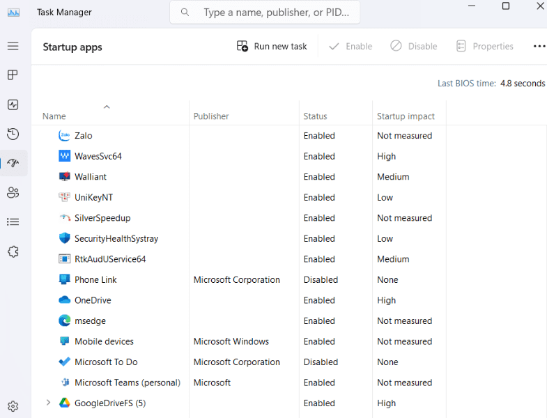 Cách tắt ứng dụng khởi động cùng Windows 10 bằng Msconfig