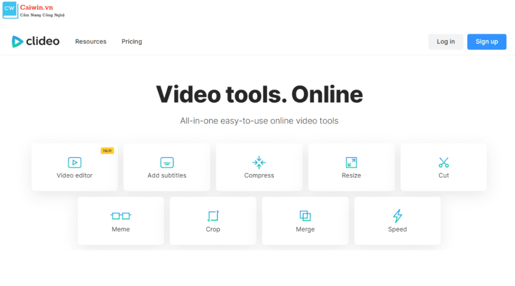 cắt video bằng clideo