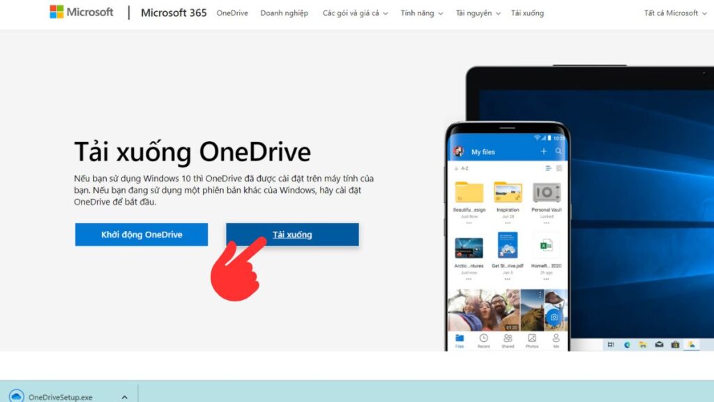 Cách tải phần mềm OneDrive